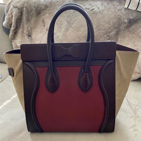 CELINE Tricolor luggage bag leather and suede Mini - Picture 2 of 16